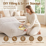 Artiss Bean Bag Chair Cover (No Filler) Soft Corduroy Stuffed Animal Storage Bean Bag Cover for Adults, Washable Lazy Sofa Cover for Living Room Bedroom, Beige