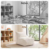 Artiss Bean Bag Chair Cover (No Filler) Soft Corduroy Stuffed Animal Storage Bean Bag Cover for Adults, Washable Lazy Sofa Cover for Living Room Bedroom, Beige