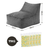 Artiss Bean Bag Chair Cover with Filler Soft Corduroy DIY Stuffed Animal Storage Bean Bag for Adults, Washable Lazy Sofa for Living Room Bedroom, Grey