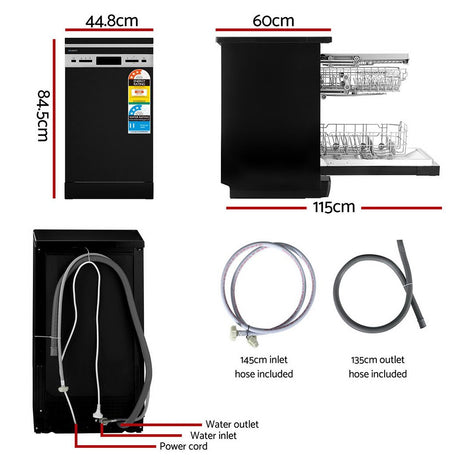 Devanti 10 Place Settings Freestanding Dishwasher Black