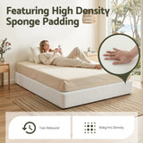 Artiss Compression Bed Frame Double Size No Assembly Vacuum High Density Sponge Boucle Cream White