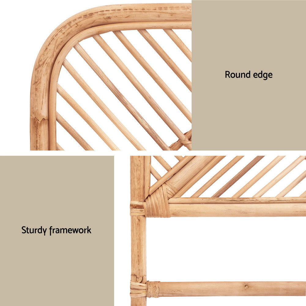 Artiss Bed Headboard Queen Bedhead Rattan - FRED Pine