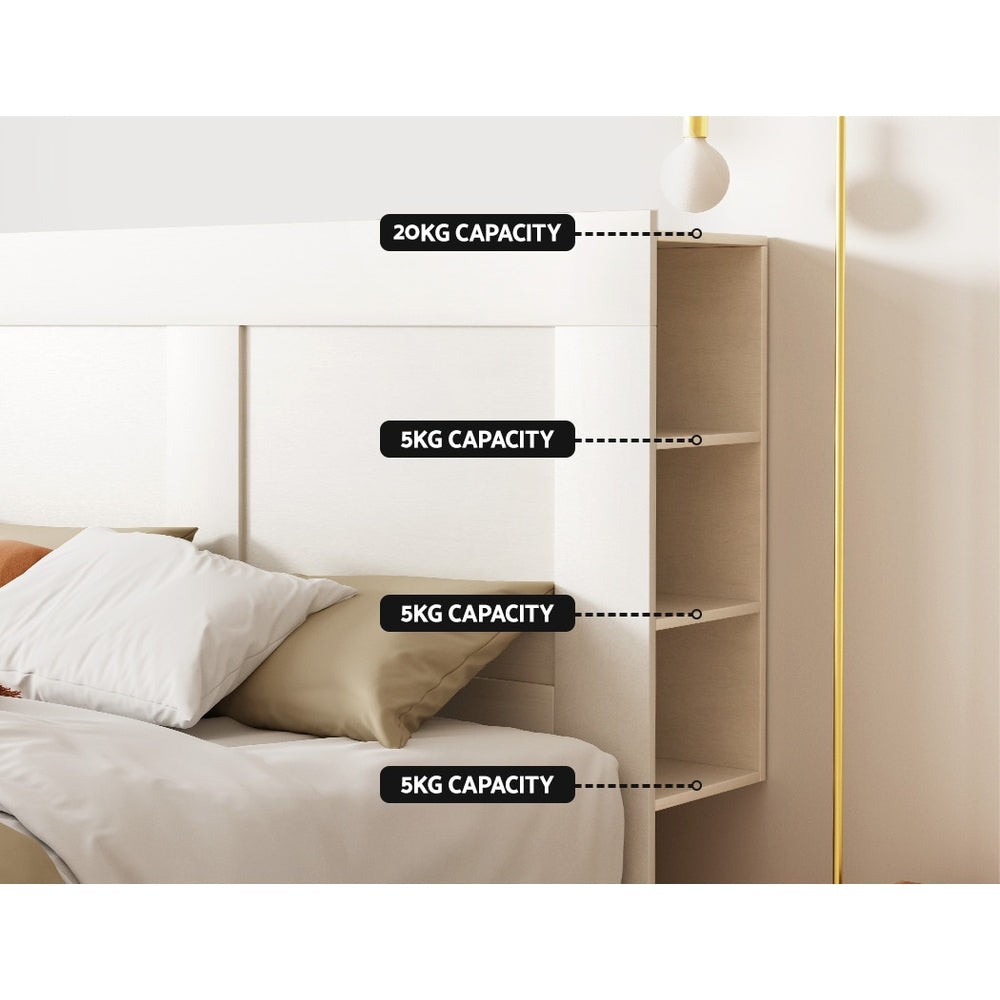 Artiss Bed Head Headboard King with Shelves - CABI White