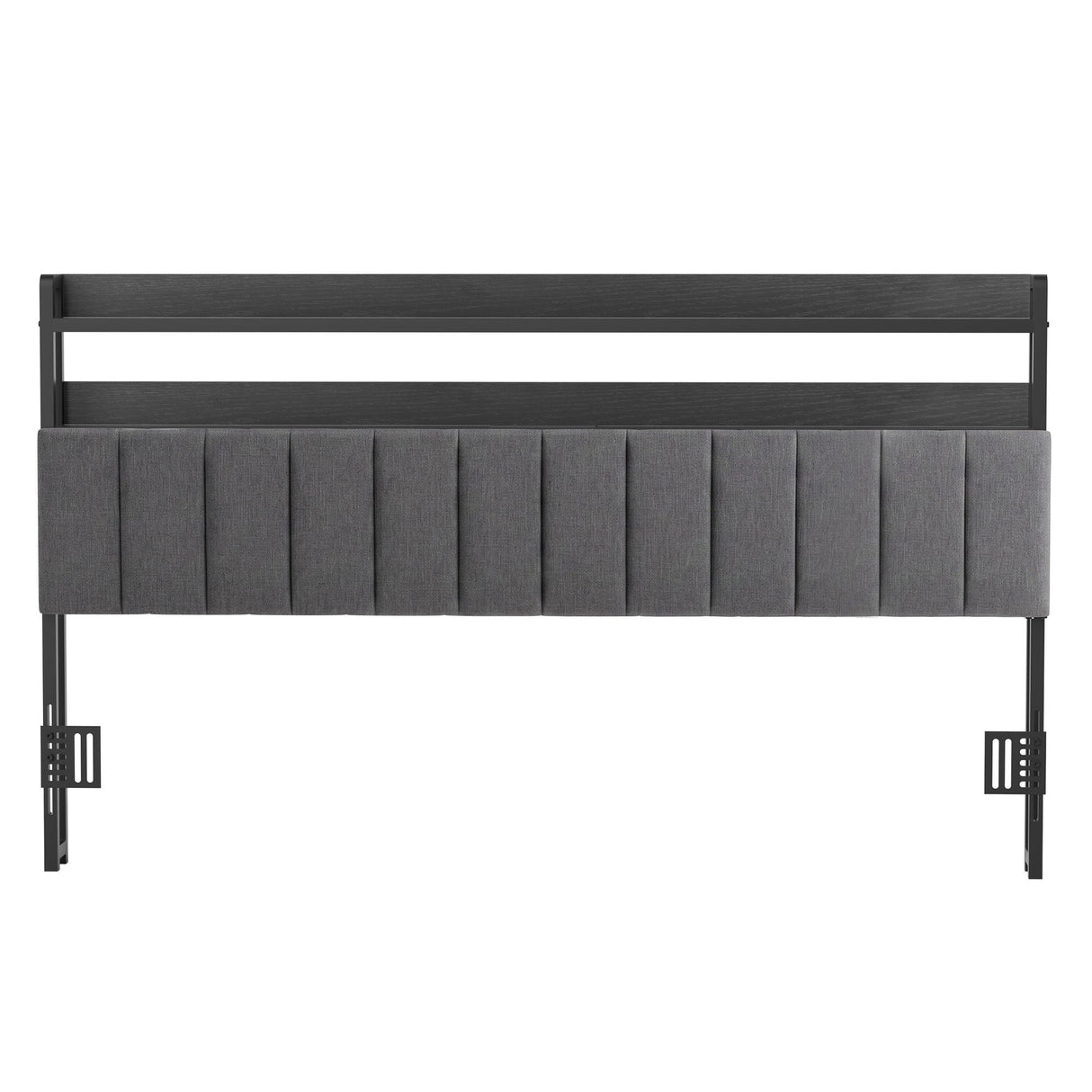 Artiss King Headboard Charging Station Storage LED Light Grey Upholstered