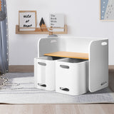 Ember 3PCS Kids Table and Chairs Set Multifunctional Storage Desk White
