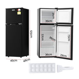 Devanti 122L Two Door Bar Fridge Mini Fridge with Freezer Black