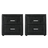 Artiss 2X Bedside Table 2 Drawers Side Table Leather - CADEN Black