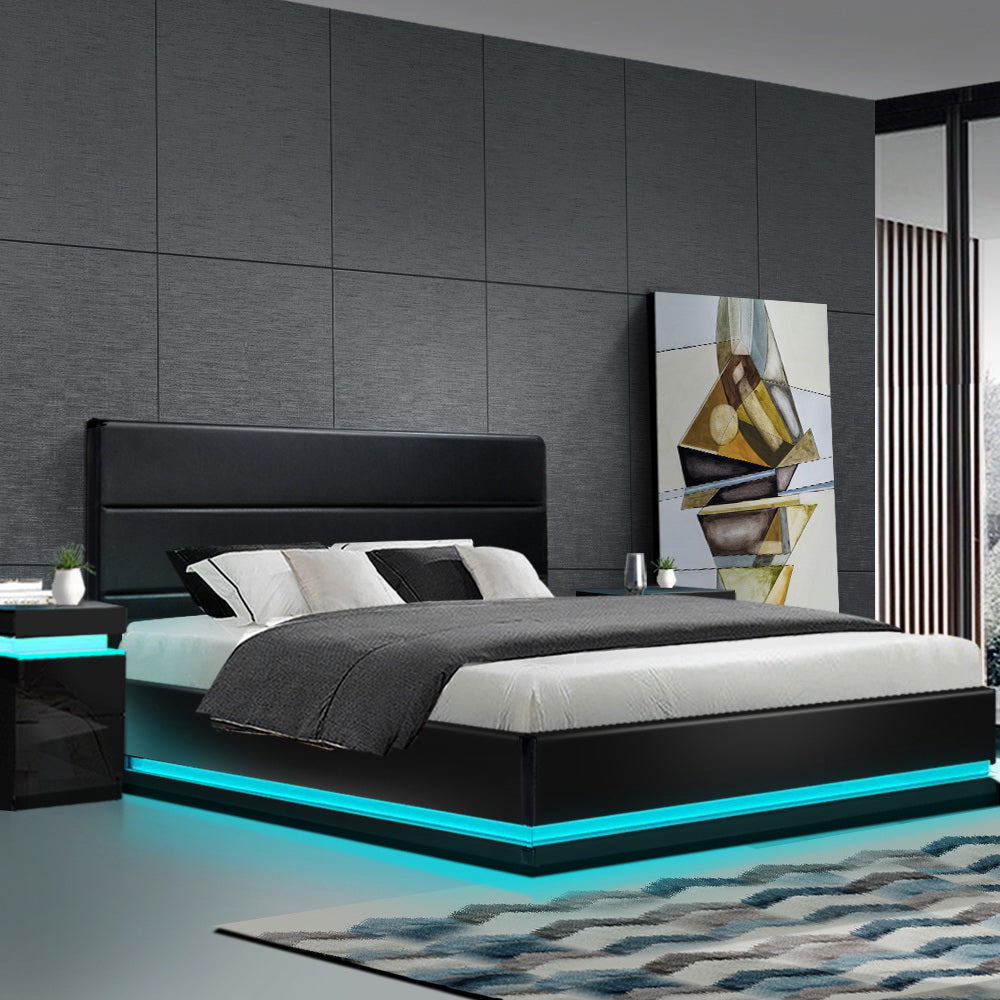 King Bed Frame - Lumi - LED Gas Lift