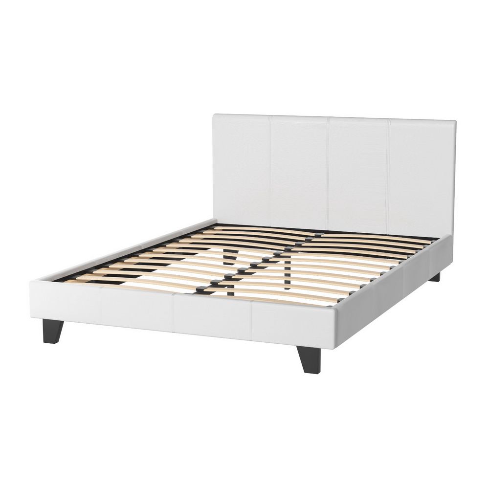 Neo Bed Frame Double Size White Upholstered