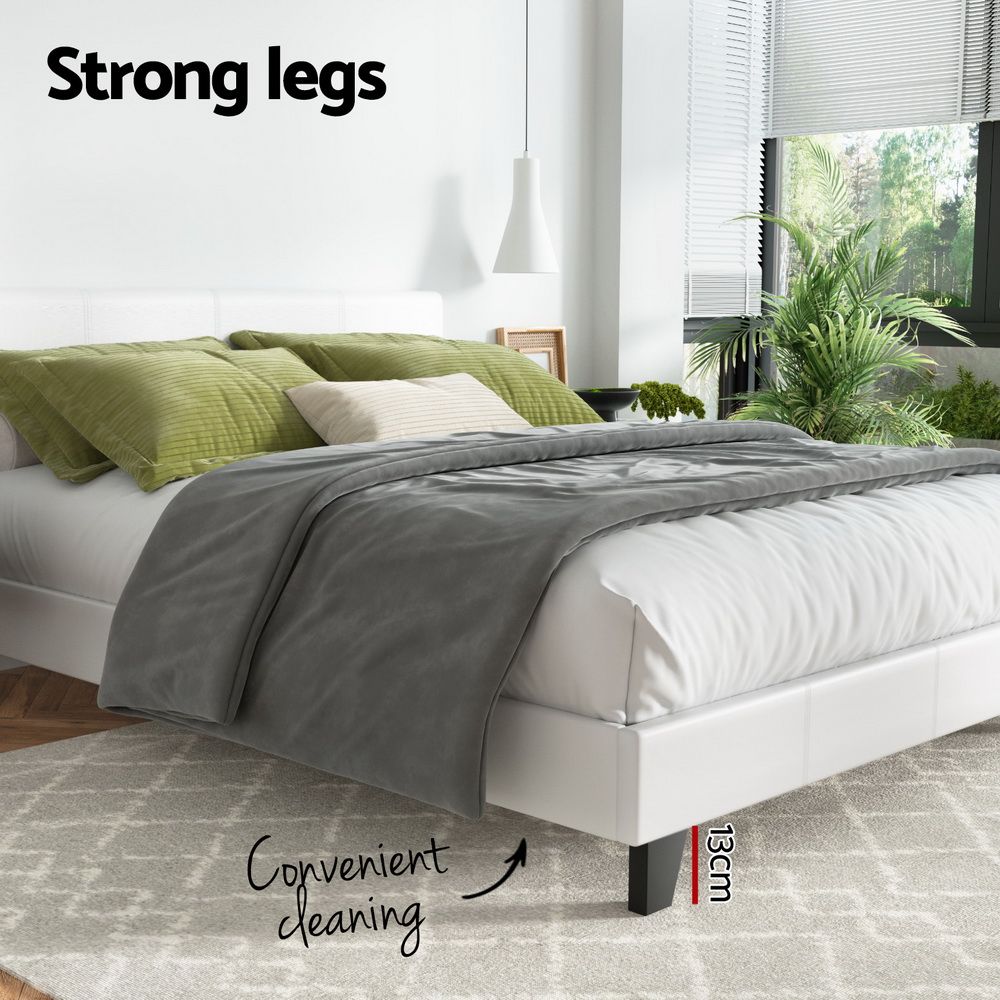 Neo Bed Frame Double Size White Upholstered