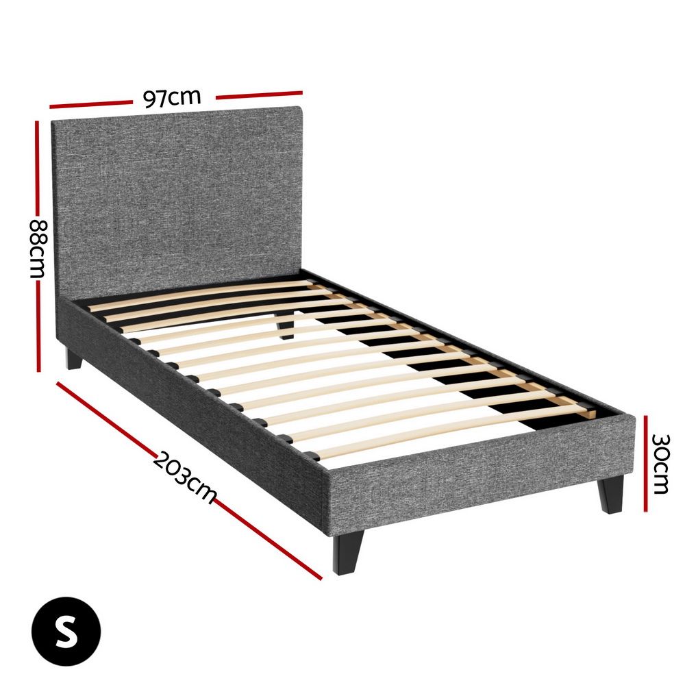 Neo Grey Single Bed Frame