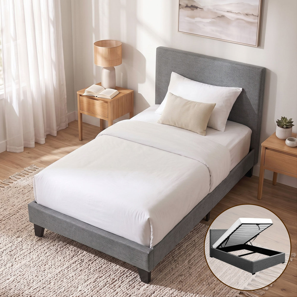 Fabric NEO King Single Bed Frame