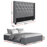 Artiss Queen Bed Frame Storage Tufted Headboard Gas Lift Base Grey