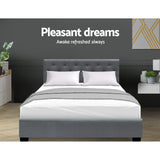 Artiss Bed Frame Double Size Gas Lift Grey VILA