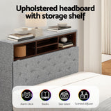 Artiss Bed Frame King Single Size LED Mattress Base Platform with Storage Shelf Hidden Storage Box Grey