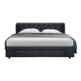 Ember Bed Frame King Size with 4 Drawers Charcoal MILA