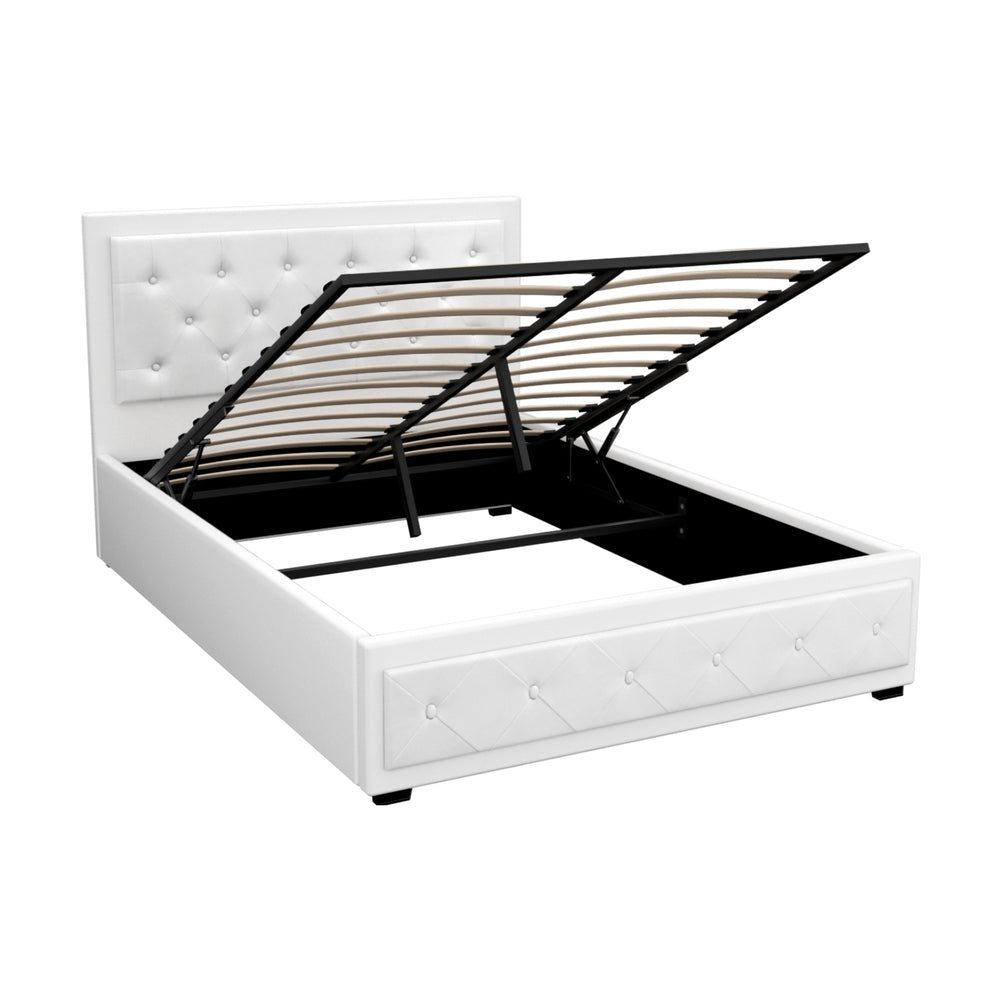 Double White Tiyo Gas Lift Bed Frame
