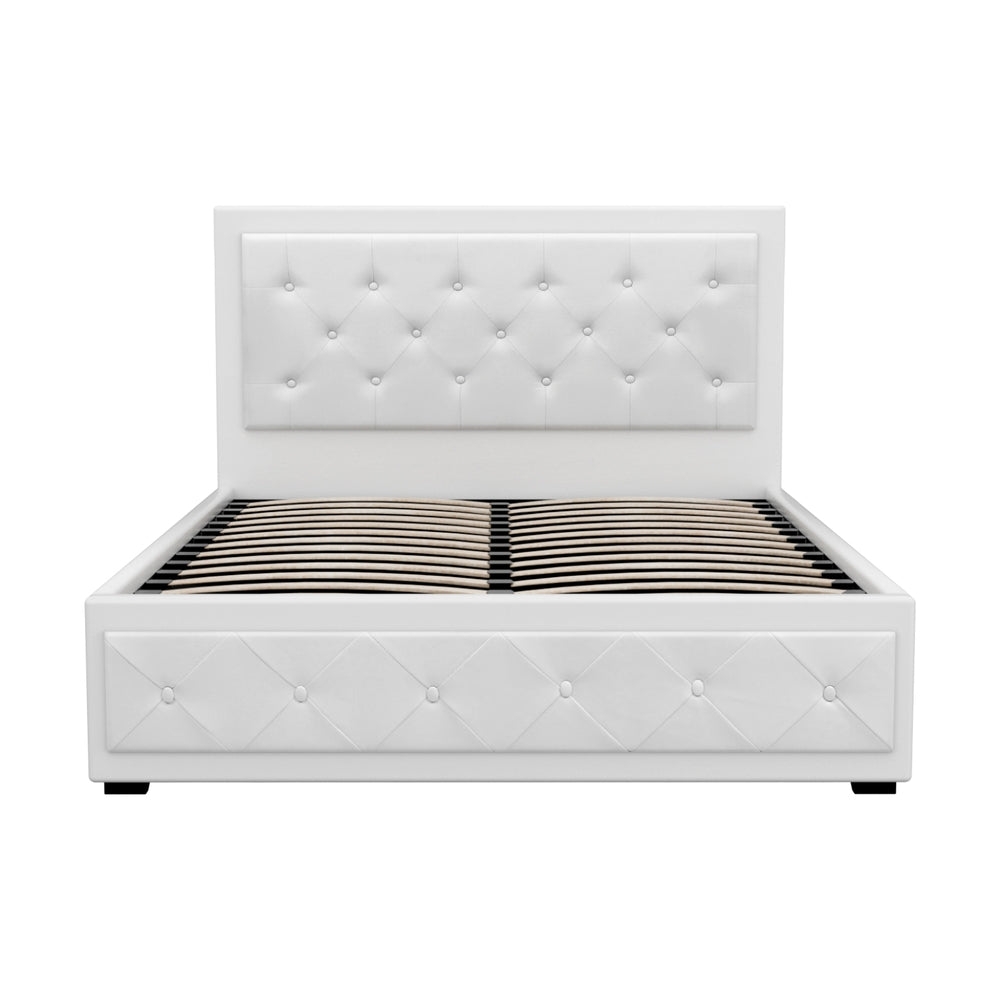 Double White Tiyo Gas Lift Bed Frame