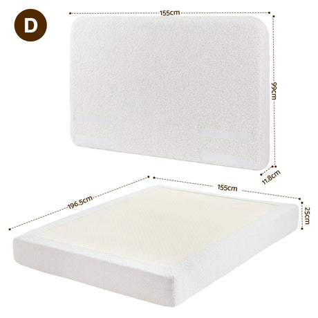 Artiss Double Bed Frame Boucle Fabric Vacuum Compressed Beds Removable Washable Cover