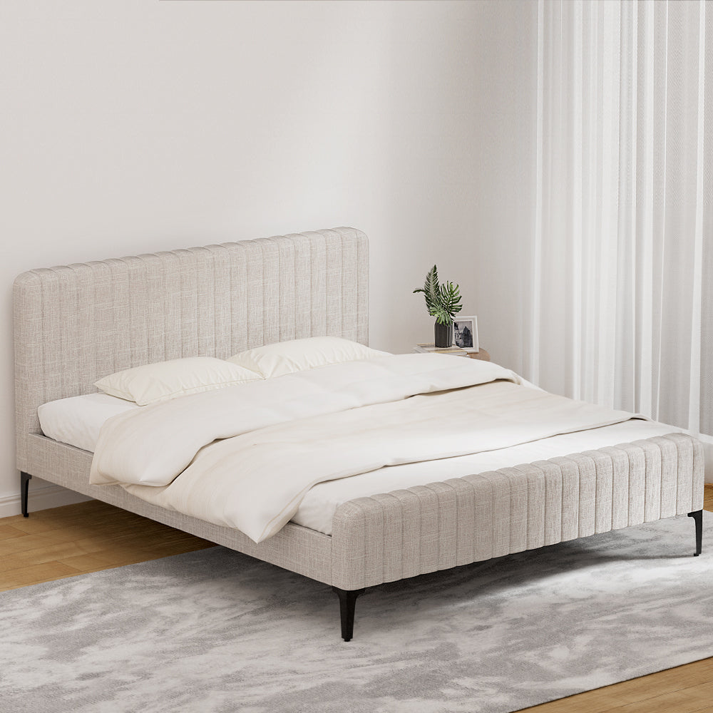 Artiss Bed Frame King Size Beige AMMY