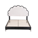 Artiss Double Bed Frame with Adjustable Shell Headboard and PVC Upholstery