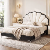 Artiss Double Bed Frame with Adjustable Shell Headboard and PVC Upholstery