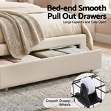 Artiss King Single Bed Frame with Storage Drawer Upholstered Velvet Platform Bed LED Headboard