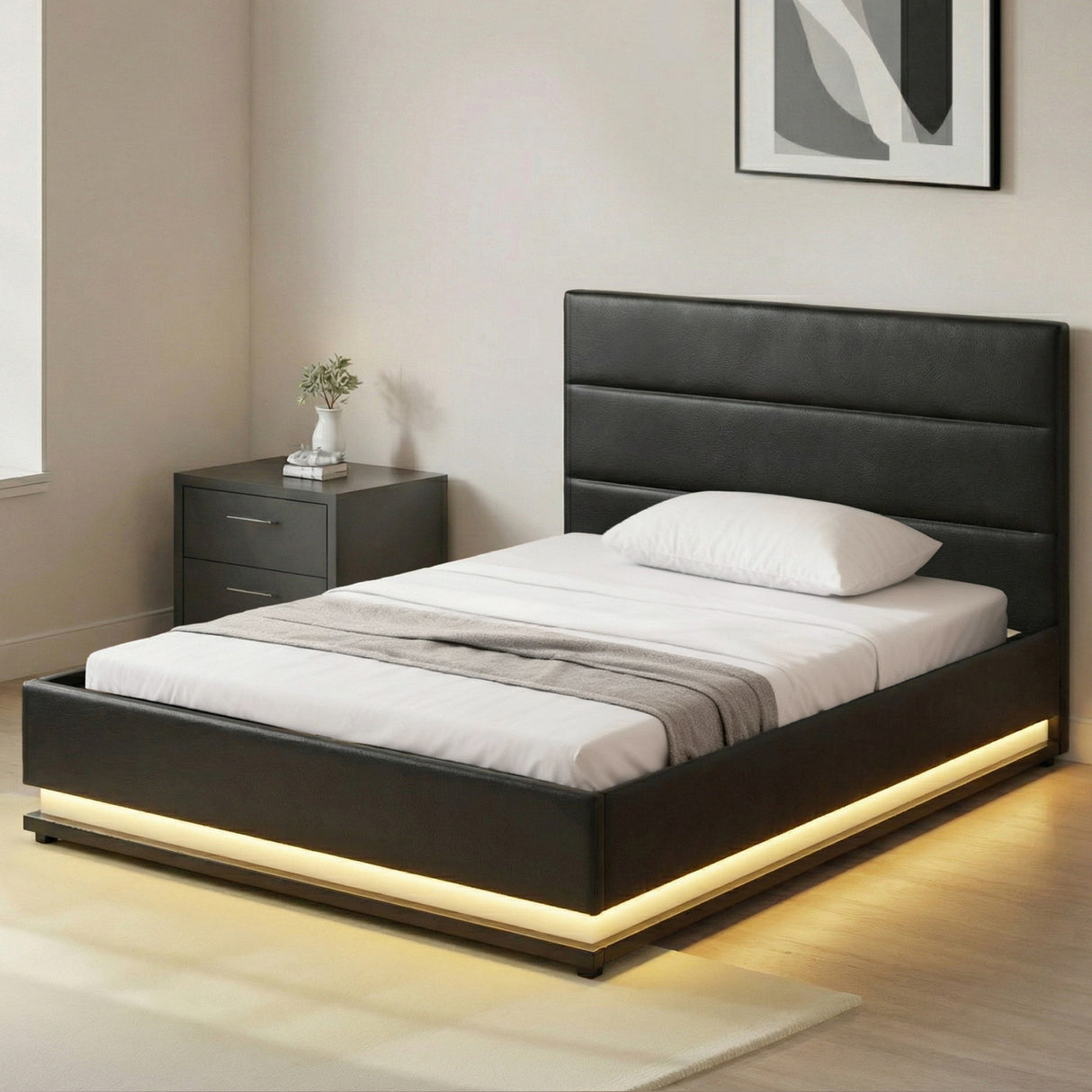 Lumi King Single LED Gas lift Bed Frame