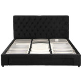 Artiss King Bed Frame Storage Charging Station Upholstered 3 Drawers USB Type-C