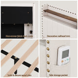 Artiss Queen Upholstered Bed Frame with Shelf Storage Drawers Charging Station Mood Lighting Linen