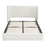 Artiss Queen Bed Frame with Gaslift Storage USB Type-C Charging Ports Velvet Upholstery White