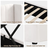 Artiss Queen Bed Frame with Gaslift Storage USB Type-C Charging Ports Velvet Upholstery White