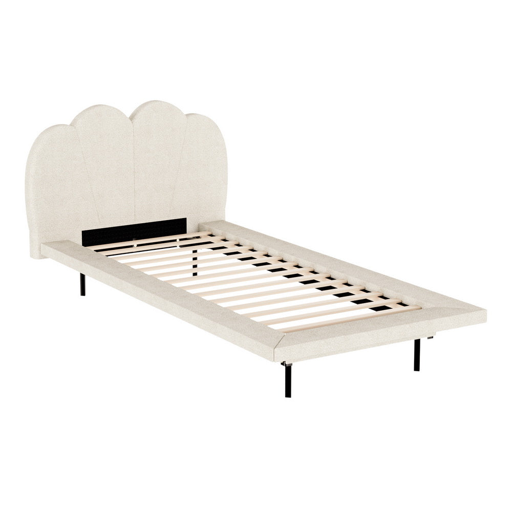 SASA Beige Boucle LED Single Bed Frame