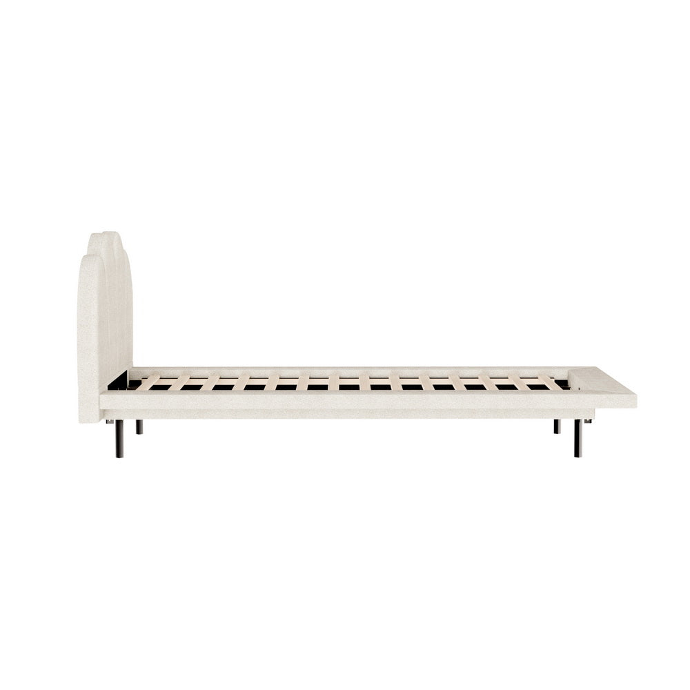 SASA Beige Boucle LED Single Bed Frame