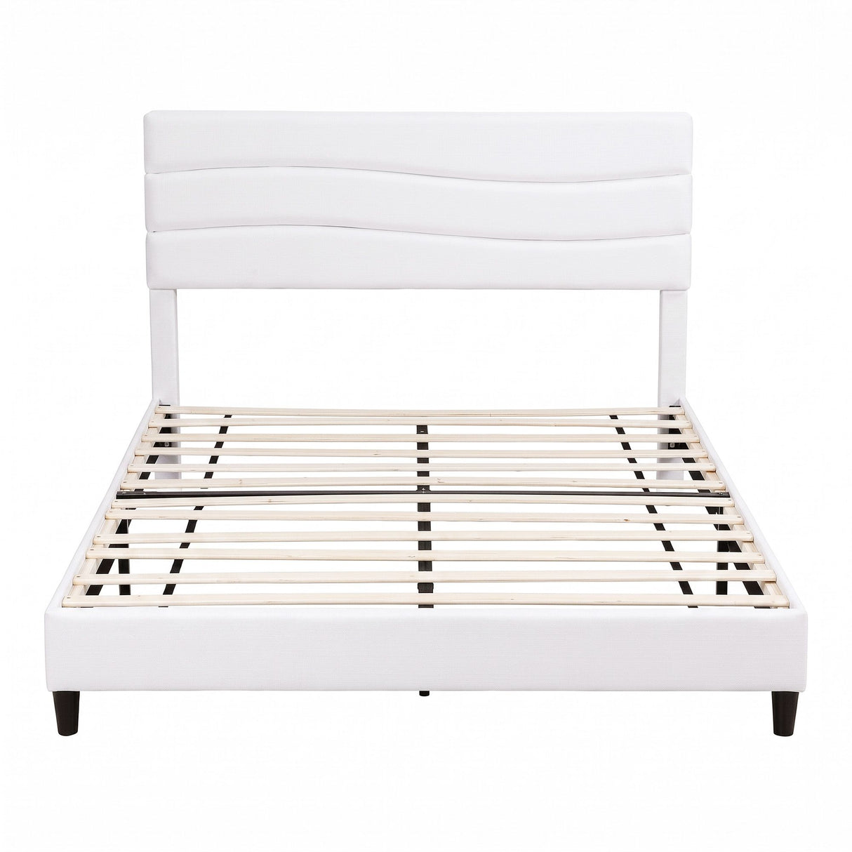 Artiss Queen Bed Frame with Storage Adjustable Headboard Platform Base Linen Fabric Charging Ports