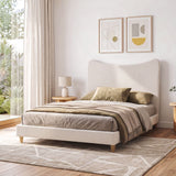 Artiss Double Bed Frame with Boucle Headboard, Beige, 300kg Capacity