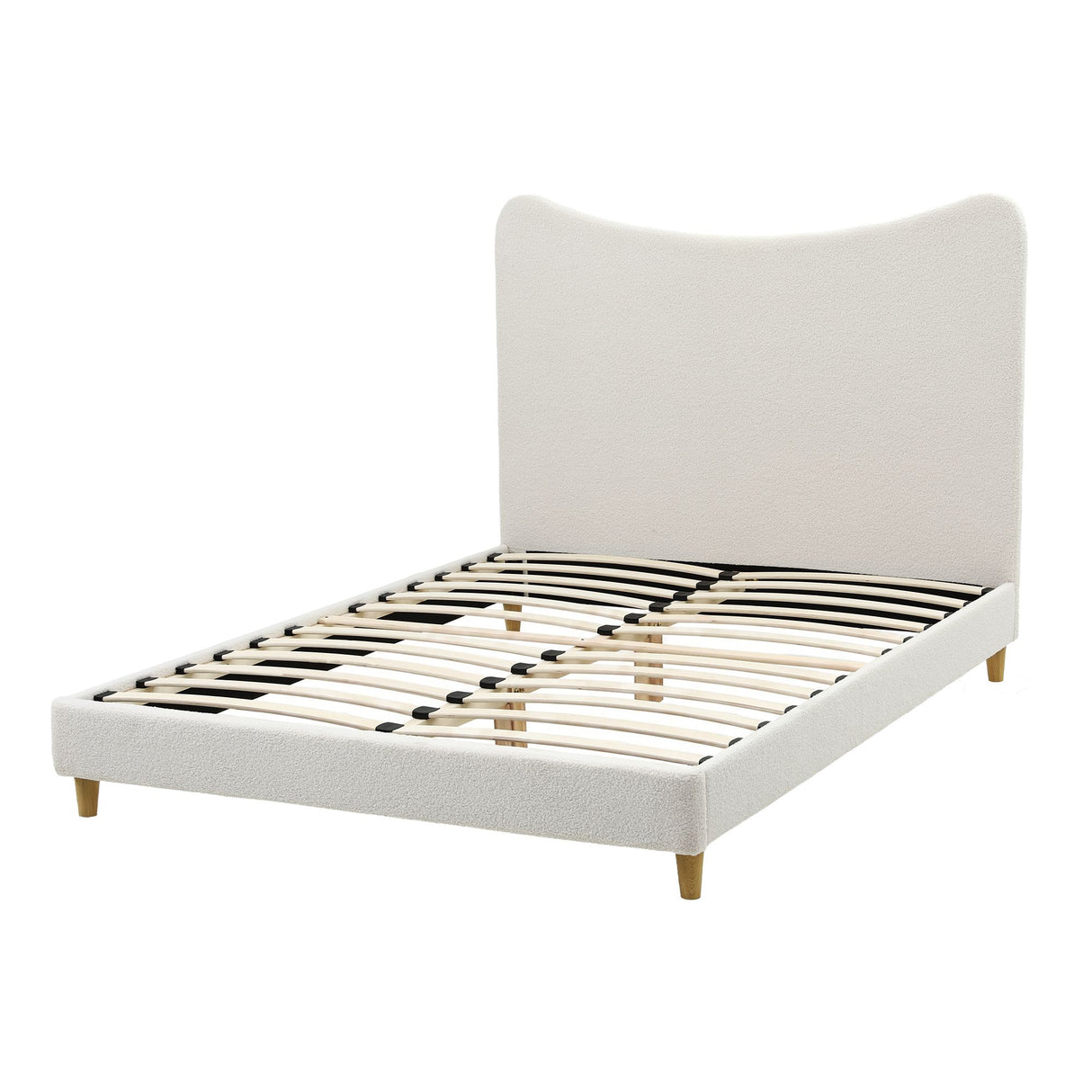 Artiss Double Bed Frame with Boucle Headboard, Beige, 300kg Capacity
