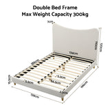 Artiss Double Bed Frame with Boucle Headboard, Beige, 300kg Capacity
