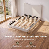Artiss Double Bed Frame with Boucle Headboard, Beige, 300kg Capacity