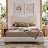 Artiss Double Bed Frame with Boucle Headboard, Beige, 300kg Capacity