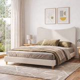 Artiss King Bed Frame with Boucle Headboard, Beige, 300kg Capacity