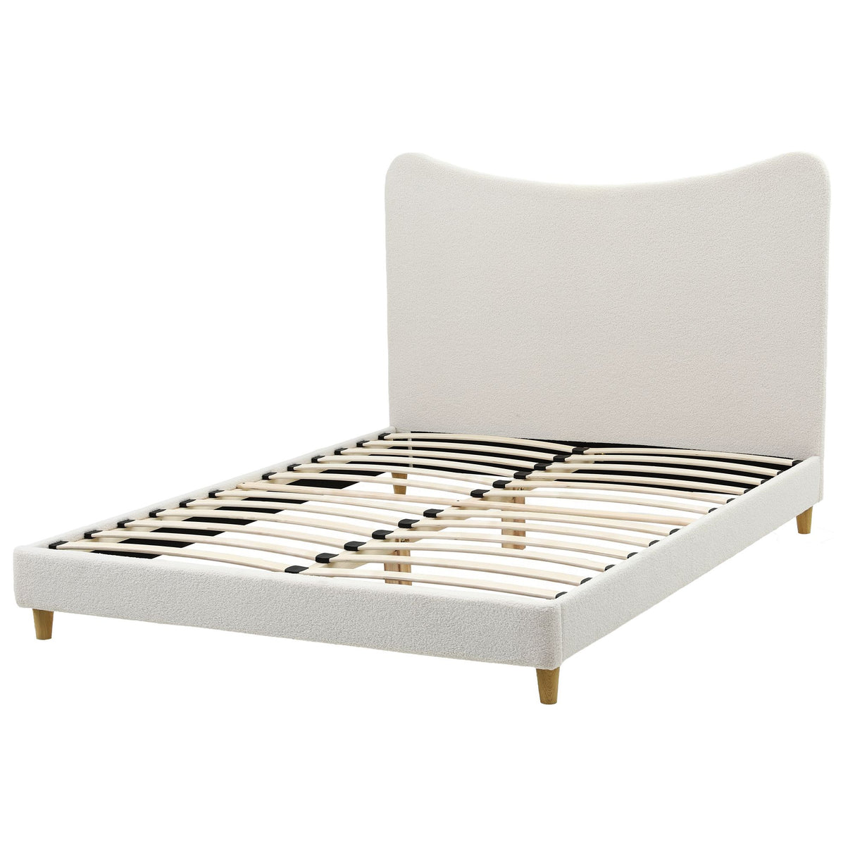 Artiss Queen Bed Frame with Boucle Headboard, Beige, 300kg Capacity