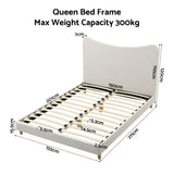 Artiss Queen Bed Frame with Boucle Headboard, Beige, 300kg Capacity