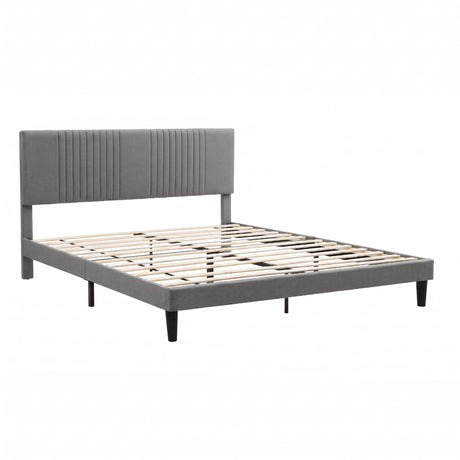 Artiss King Bed Frame with Adjustable Headboard, Grey, 300kg Capacity