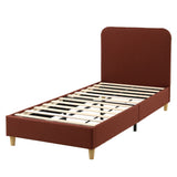 Artiss King Single Bed Frame with Headboard, Faux Linen Fabric Brown