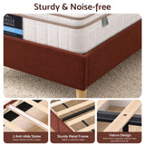 Artiss King Single Bed Frame with Headboard, Faux Linen Fabric Brown
