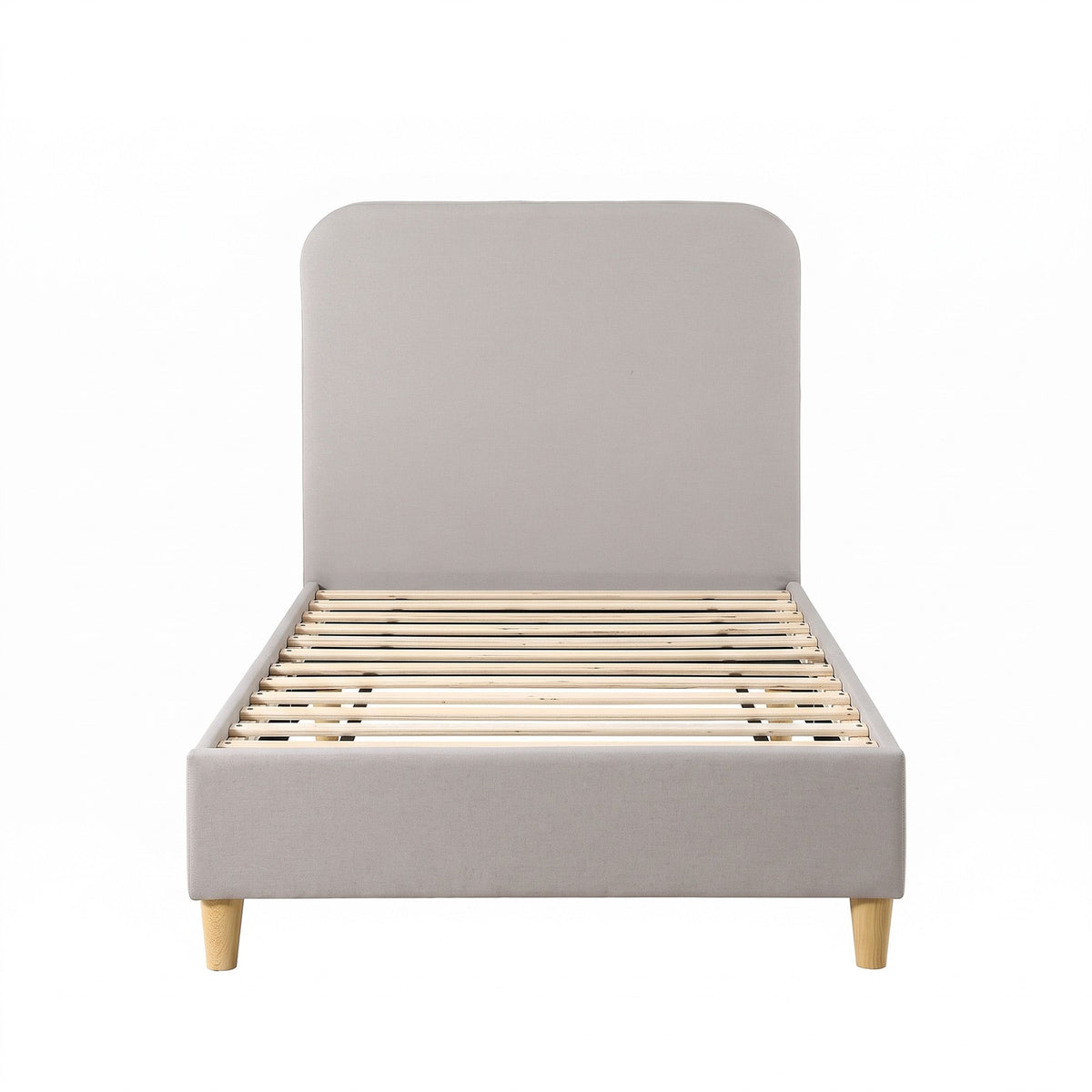 Artiss Single Bed Frame with Headboard, Faux Linen Fabric Grey