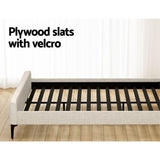 Artiss BedStory Queen Bed Frame with Mattress Set Platform Base Pocket Coil Linen Upholstered
