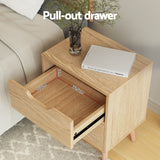 Artiss Gas Lift Queen Bed Frame with Bedside Table Set Boucle Fabric Upholstered Platform Bed Nightstand