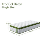 Artiss BedStory Single Bed Frame Mattress Bundle Platform Headboard Medium Firm Hybrid White